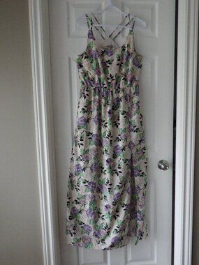 Forever 21 Floral Maxi Dress Double Spaghetti Straps Size Medium Lined Summer